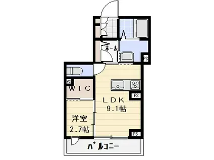 ジゥ・ド・クロシェット(1LDK/2階)の間取り写真