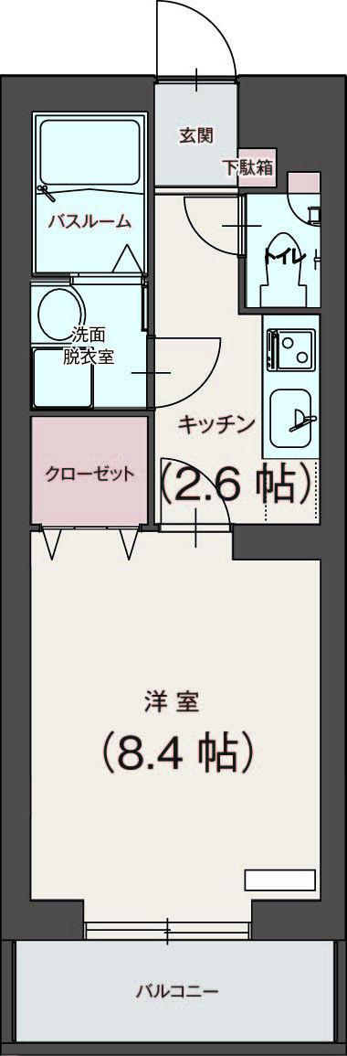 グランフィーユ(1K/4階)の間取り写真