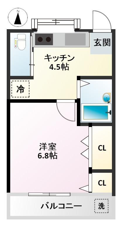 第五尾崎荘(1DK/2階)の間取り写真