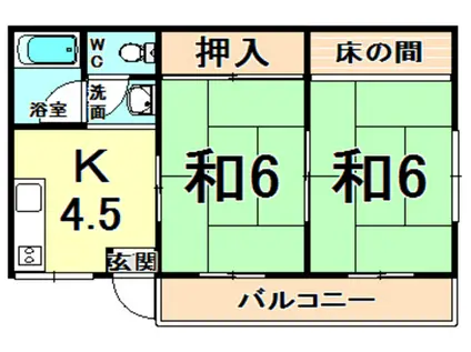 福岡マンション(2K/3階)の間取り写真