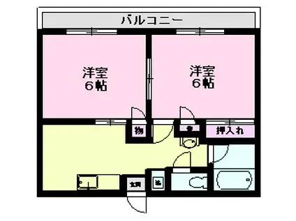 メゾンこすもすA棟(2K/2階)の間取り写真