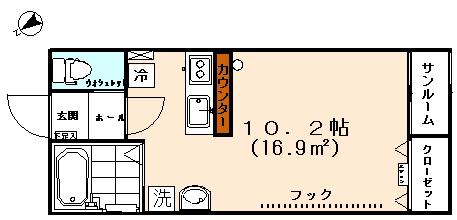 NSコーポ(ワンルーム/2階)の間取り写真