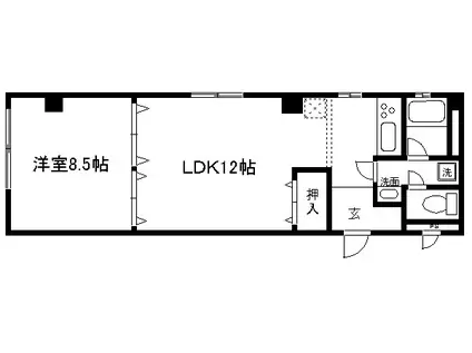 フェリーチェおかむら(1LDK/2階)の間取り写真