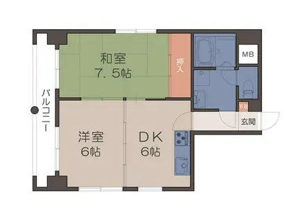 セシオン萩原(2DK/6階)の間取り写真