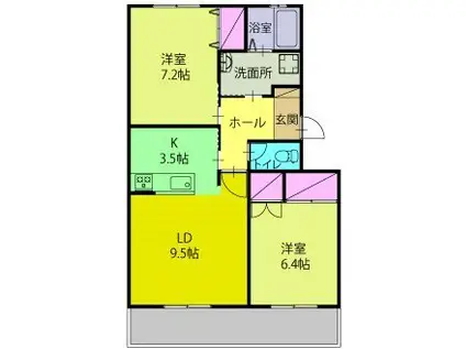 セイスイヒルズ(2LDK/1階)の間取り写真