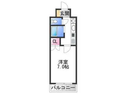 ジオグランデ高井田(1K/6階)の間取り写真