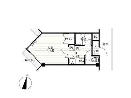 メゾン 七瀬(1K/2階)の間取り写真