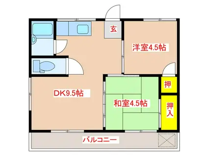 丸目ハイツ(2DK/2階)の間取り写真