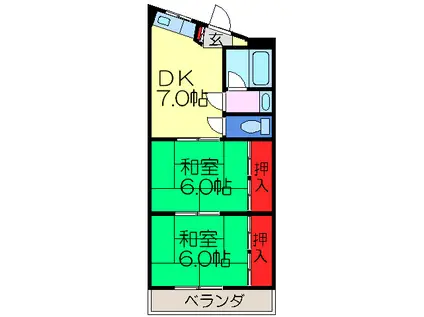 ハイツ渚(2DK/3階)の間取り写真