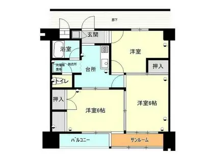 ニューライフマンション花京院(3K/9階)の間取り写真