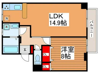 東京メトロ有楽町線 氷川台駅 徒歩10分 2階建 築32年(1LDK/2階)の間取り写真
