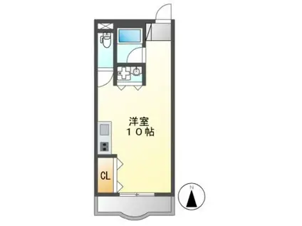 横堀ハイム(ワンルーム/2階)の間取り写真