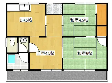 小山アパート 2階西(3DK/2階)の間取り写真