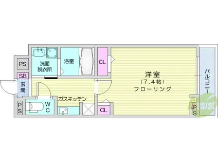 ドミール南仙台Ⅱ(1K/2階)の間取り写真
