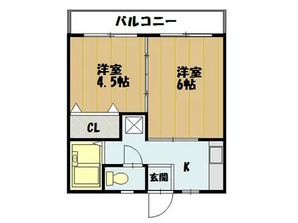 ジェントル矢沢(2K/3階)の間取り写真