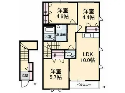 シャーメゾン七宝台(3LDK/2階)の間取り写真