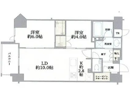 インプレストコア神楽坂(2LDK/4階)の間取り写真