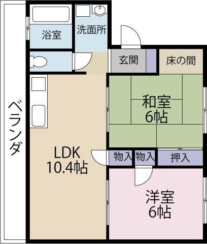 コォーリングマンション II(2LDK/2階)の間取り写真