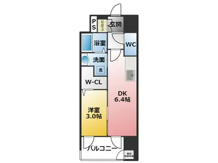 エステムコート名古屋セントリア(1DK/8階)の間取り写真