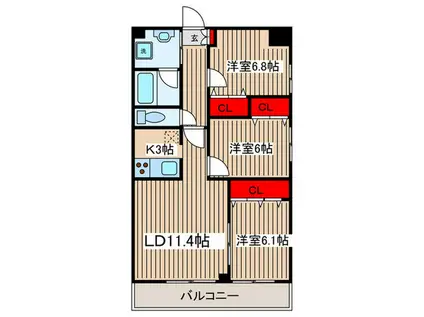 S-FORT亀戸(3LDK/10階)の間取り写真