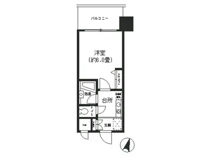 ヴィラコート横浜(ワンルーム/2階)の間取り写真