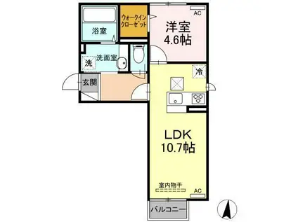 D-ROOM三沢下久保 A(1LDK/1階)の間取り写真