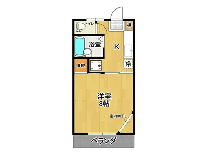 咲田一丁目ハイツ(1K/2階)の間取り写真