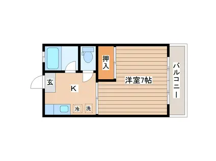 国見パーソナルI(1K/1階)の間取り写真