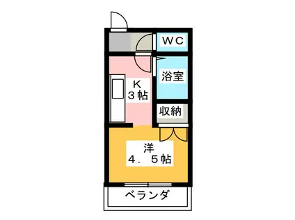 グリーンプラザ八木(1K/3階)の間取り写真