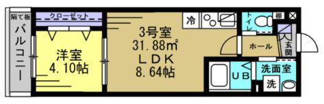 R-STYLE FM(1LDK/3階)の間取り写真