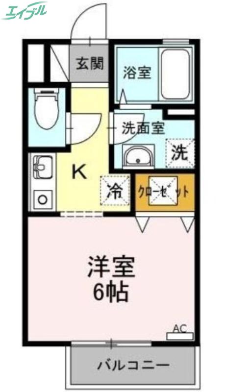 パティオ翼(ワンルーム/1階)の間取り写真