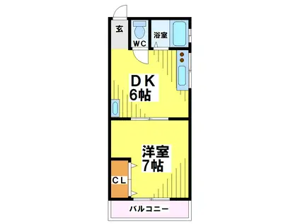 コーポけやき(1DK/1階)の間取り写真