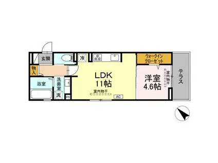 ソルティバレー(1LDK/1階)の間取り写真