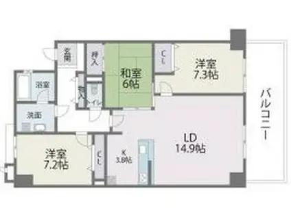 アイランドシティインフィニガーデンサウス棟(3LDK/14階)の間取り写真