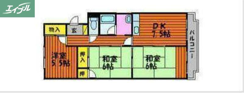 21ハイツ新保(3DK/2階)の間取り写真