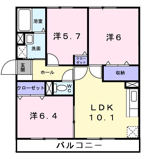 グランジュールKOEI(3LDK/3階)の間取り写真
