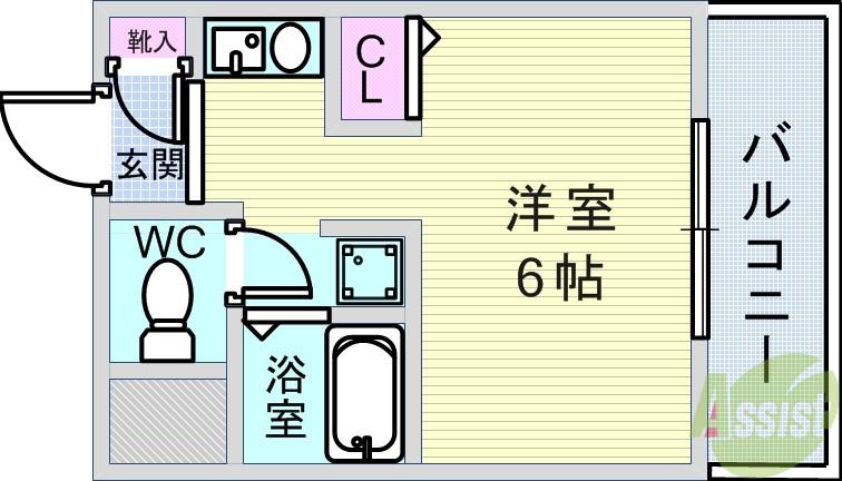 リバティーハイツ(1K/2階)の間取り写真
