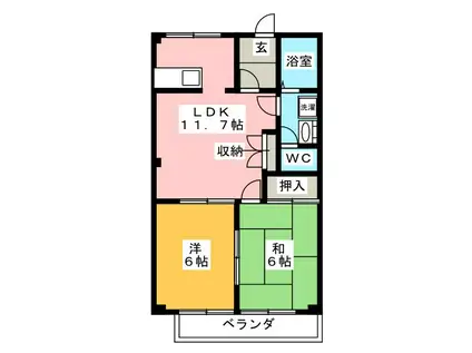 アンブル ルミエール(2LDK/1階)の間取り写真