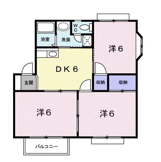 シャレーハイツ森町B(3DK/2階)の間取り写真