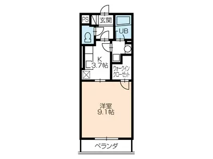 プログレス(1K/3階)の間取り写真