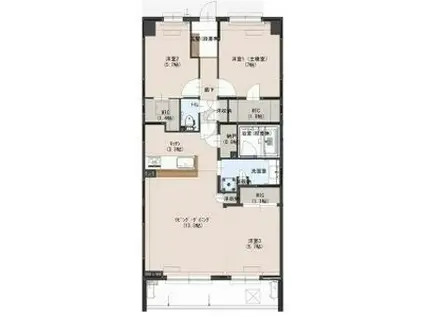 オデスビエント医大前(3LDK/2階)の間取り写真