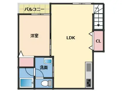 TJ重根(1LDK/2階)の間取り写真
