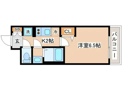 プレサンス THE神戸(1K/2階)の間取り写真