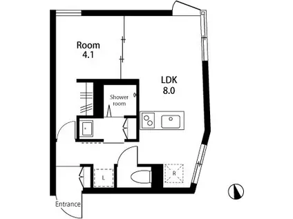 YANECO TERRACE(1LDK/3階)の間取り写真