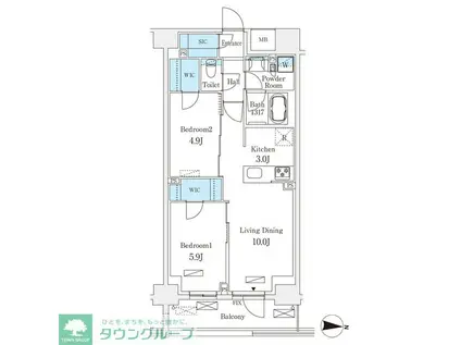 ロイジェントパークス押上錦糸町(2LDK/2階)の間取り写真
