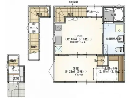 S.A.BOX寺家B棟(1LDK/3階)の間取り写真