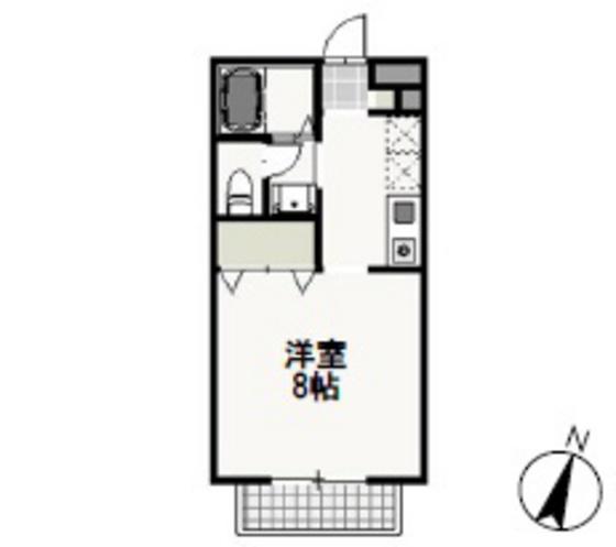 ベール花尻A棟(1K/2階)の間取り写真