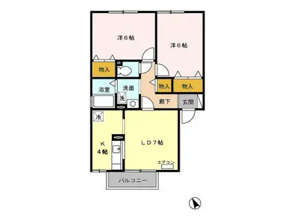 プレジール藤森II(2LDK/2階)の間取り写真