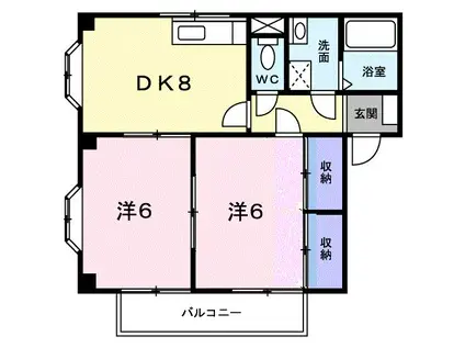 ヴィラマリン A(2DK/1階)の間取り写真