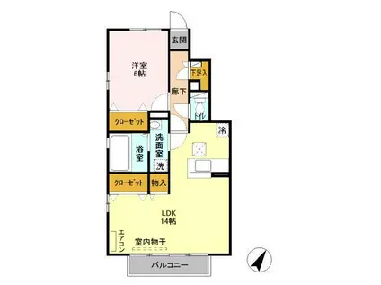 パークヒル A棟(1LDK/1階)の間取り写真